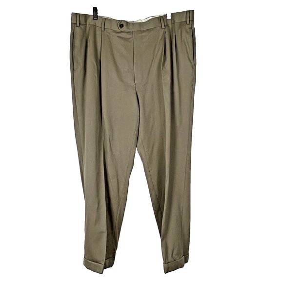 Brooks Brothers 42 S  Beige  Pleated Front Cuffed Hem Dress Pants‎ - Picture 1 of 11